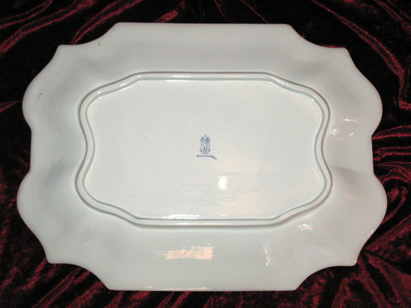 Grand plat de présentation en faïence de Gien décor de Rouen époque 20ème
