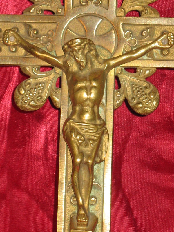 Croce processionale in bronzo, XIX secolo