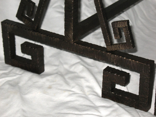 Pair of wrought iron andirons from the Art Deco period