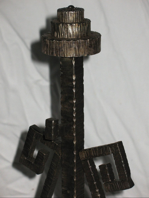 Pair of wrought iron andirons from the Art Deco period