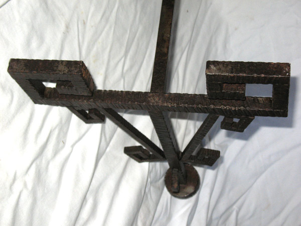 Pair of wrought iron andirons from the Art Deco period