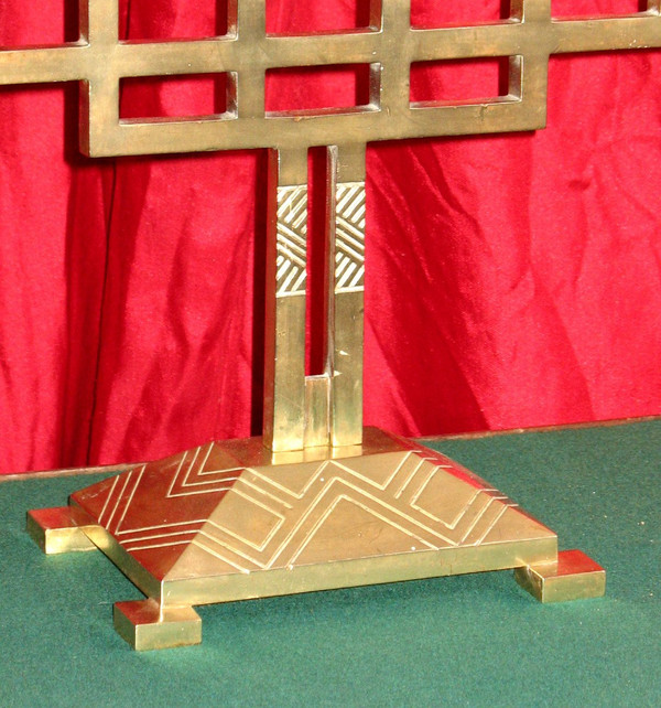 Pair of candlesticks Menora shape in bronze Art Deco period with 6 branches