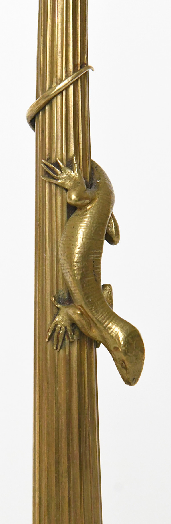 Pair of gilt bronze candlesticks decorated with lizards