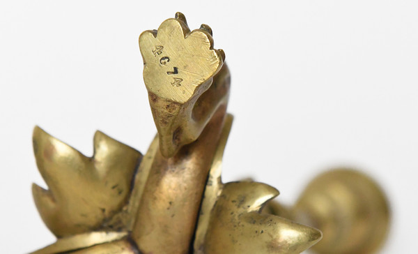 Pair of gilt bronze candlesticks decorated with lizards