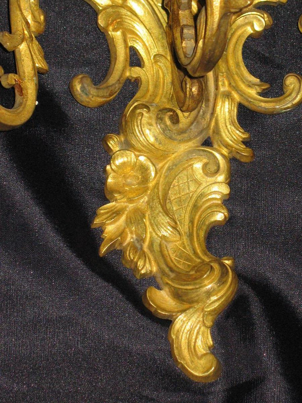 Pair of gilt bronze 3 lights sconces from the 19th century