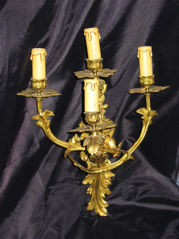 Pair of bronze sconces with 4 lights Louis XV style