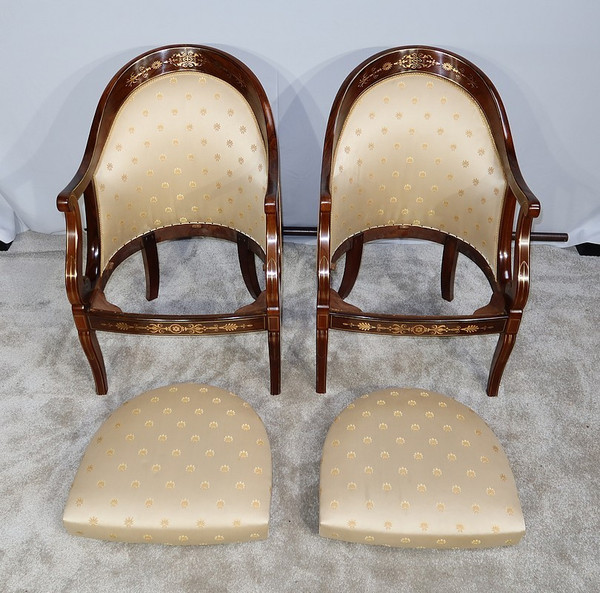Paire de Bergères en Palissandre, époque Charles X – Début XIXe