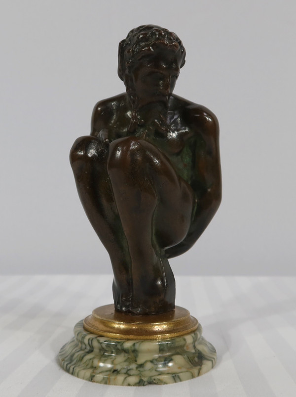 Bronzo "L'uomo accovacciato" - Fine XIX secolo