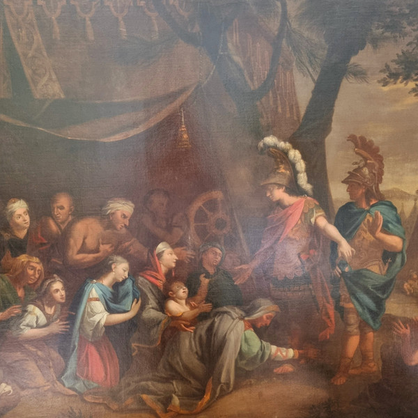Alexander in the tent of Darius, large 17th-century HST. Follower of Charles le Brun.