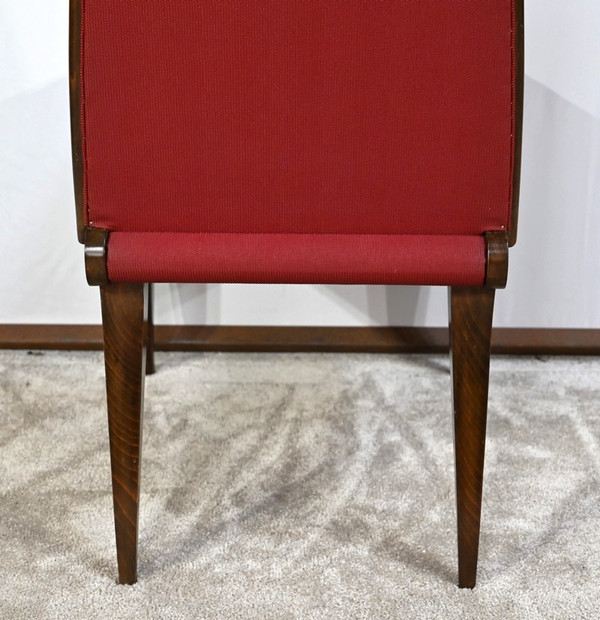 Suite de 8 Chaises en Hêtre Massif, attribuée à J.Leleu, Art Déco – 1940