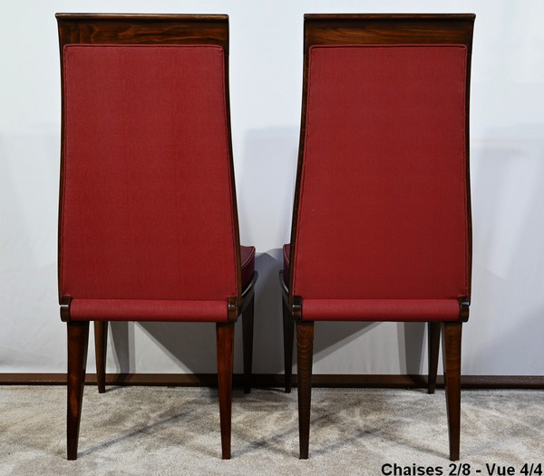 Suite de 8 Chaises en Hêtre Massif, attribuée à J.Leleu, Art Déco – 1940