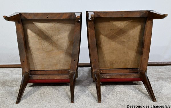Suite de 8 Chaises en Hêtre Massif, attribuée à J.Leleu, Art Déco – 1940