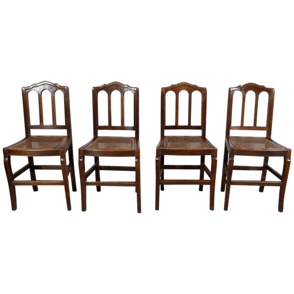 Suite of 4 solid oak chairs - 2nd half 19th century