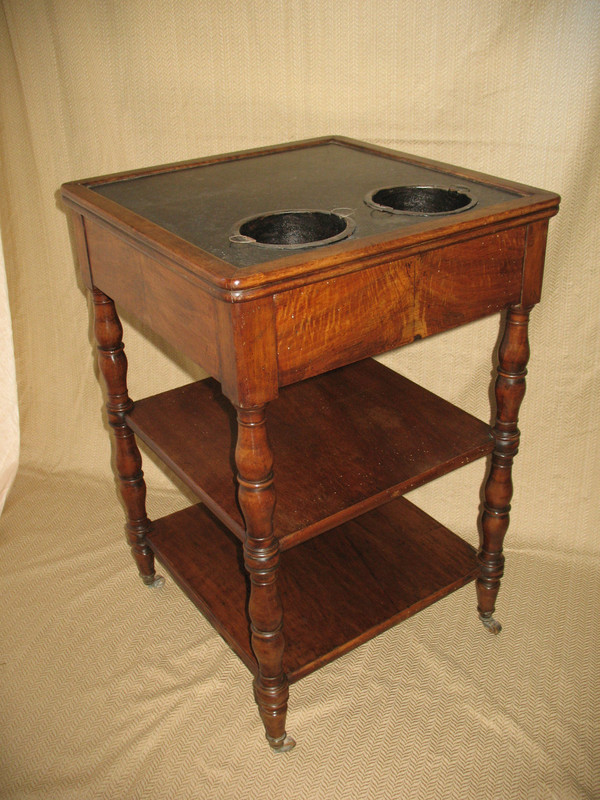 Walnut refreshment table with marble top 19th century Restoration period