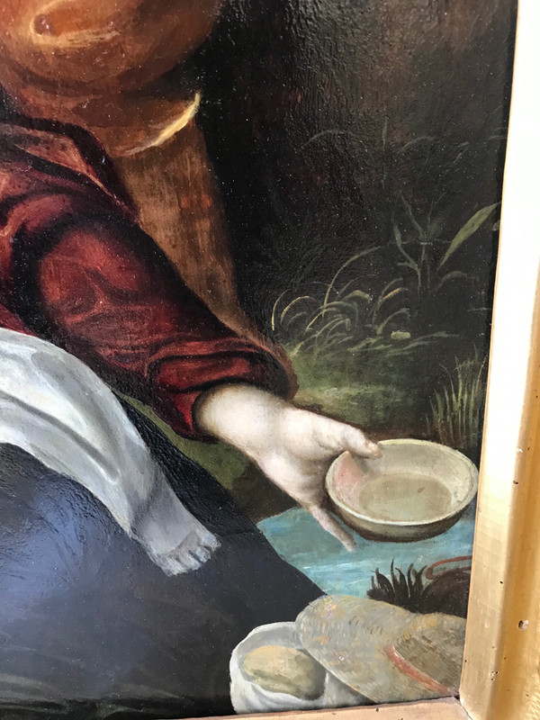 La Sacra Famiglia, in riposo durante la fuga in Egitto
