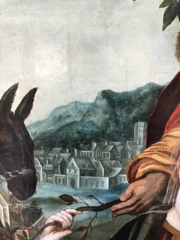 La Sacra Famiglia, in riposo durante la fuga in Egitto