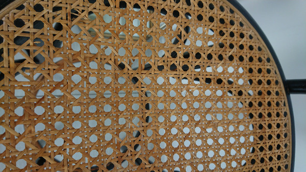 Tabouret de bar noir laqué cannage 