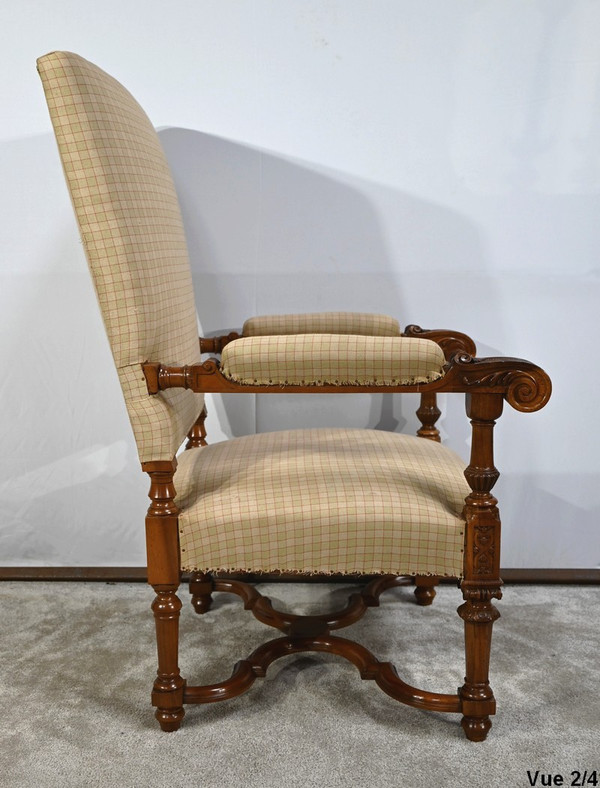 Grande poltrona in noce, stile Luigi XIV - Metà del XIX secolo