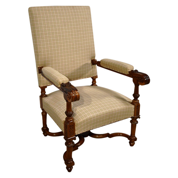 Large Walnut Armchair, Louis XIV style - Mid 19th century