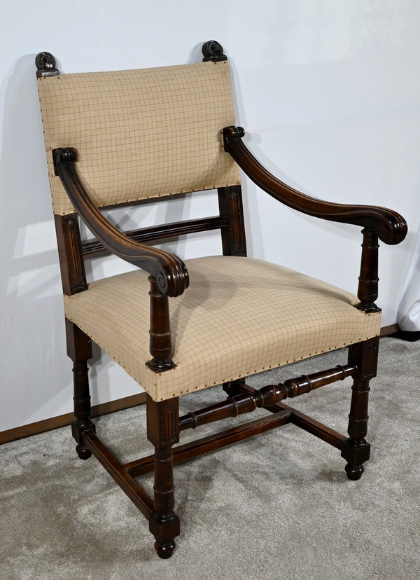 Poltrona in noce, detta Bout de Table, stile rinascimentale - Fine XIX secolo