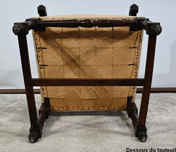 Poltrona in noce, detta Bout de Table, stile rinascimentale - Fine XIX secolo