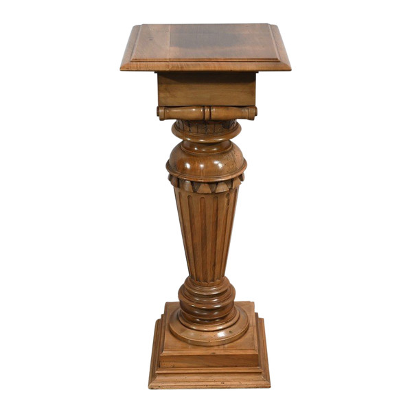 Large Walnut Column, Louis XVI style - Late 19th century