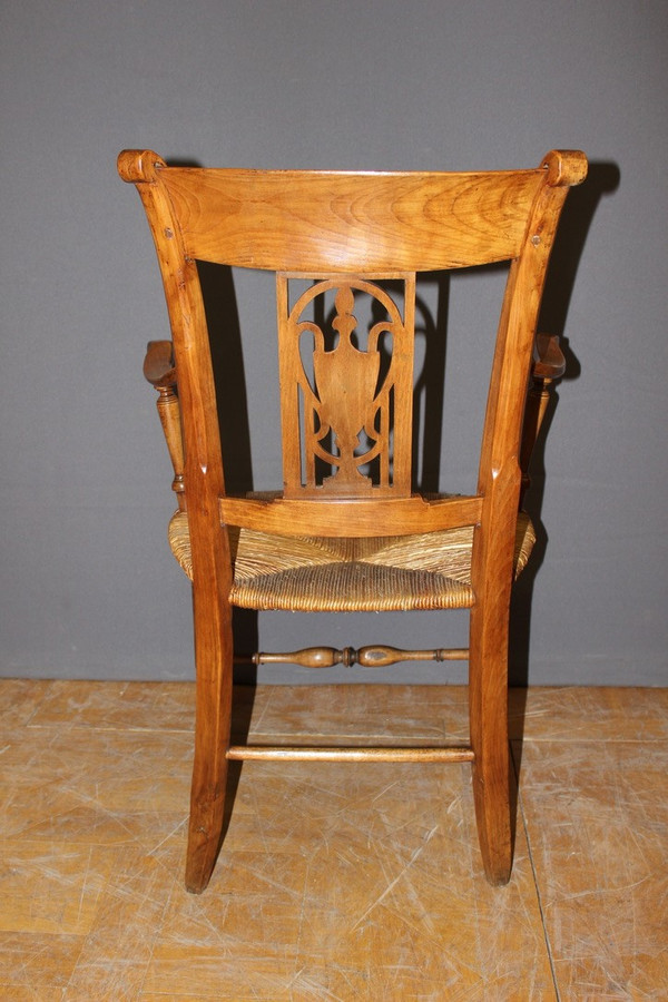 Pairs of Directoire straw-covered armchairs, early 19th century