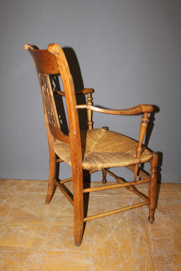 Pairs of Directoire straw-covered armchairs, early 19th century