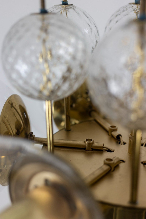 Kronleuchter oder Aufhängung aus goldenem Messing und geblasenem Glas, 1970er Jahre, LS56693600A