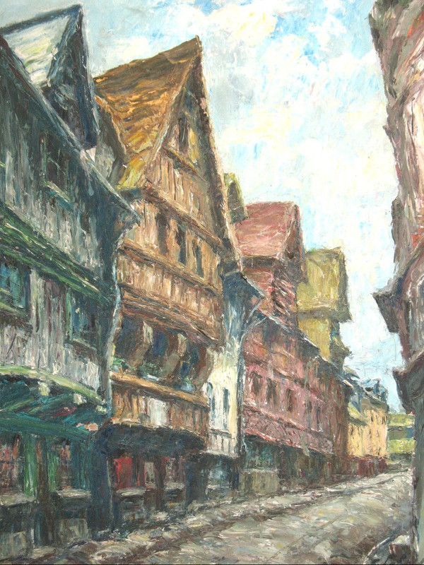 Olio su tavola Rue de Rouen - Gaston Laborde