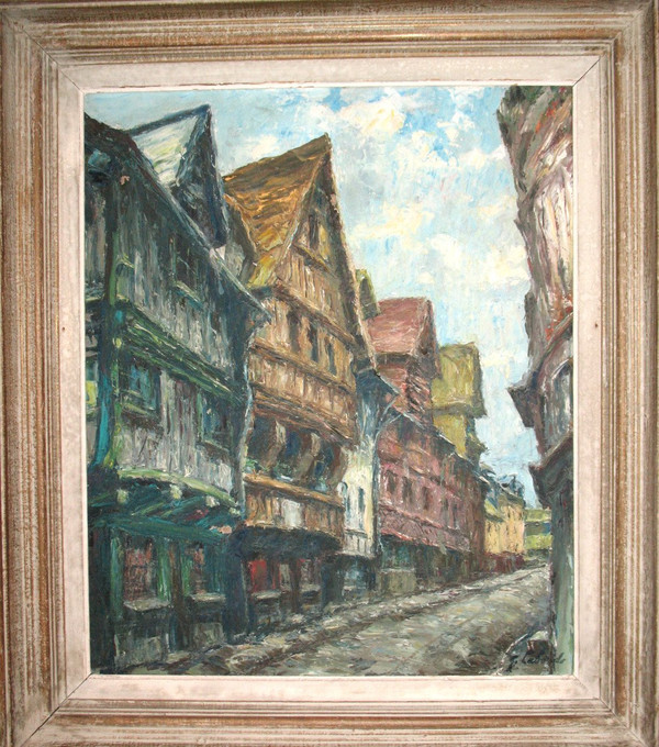 Olio su tavola Rue de Rouen - Gaston Laborde