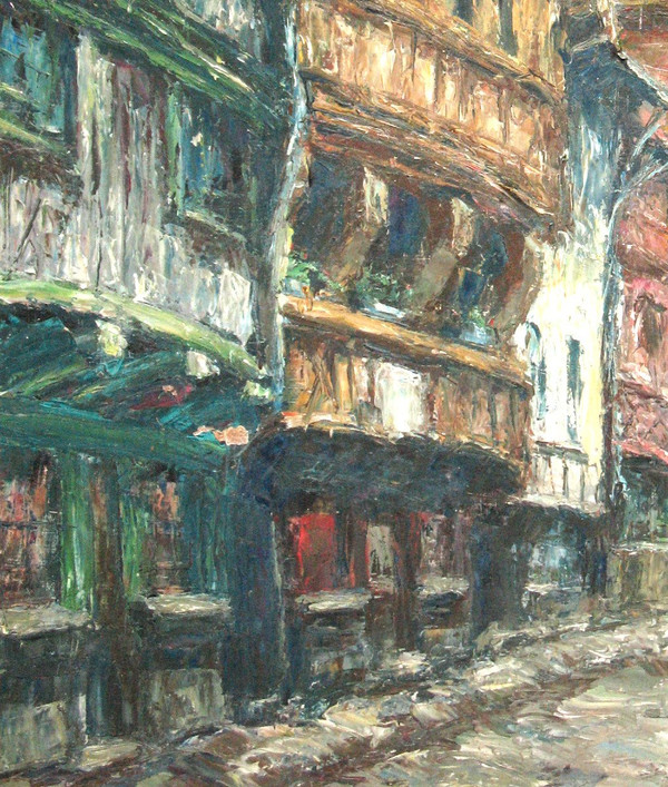 Olio su tavola Rue de Rouen - Gaston Laborde
