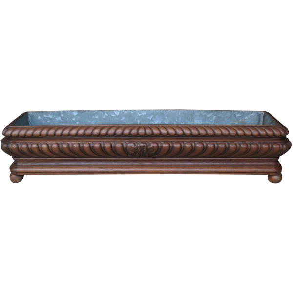 Large, long planter complete with zinc interior from the 19th century in the Louis XIII style