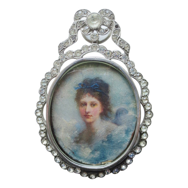 Miniature and silver frame, late 19th century.