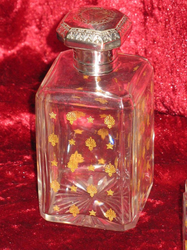Set da toilette in cristallo e argento di Christofle, XIX secolo, 8 pezzi