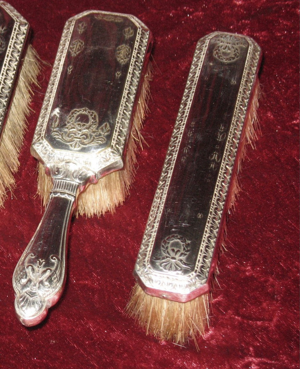 Set da toilette in cristallo e argento di Christofle, XIX secolo, 8 pezzi