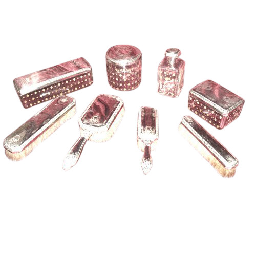 Set da toilette in cristallo e argento di Christofle, XIX secolo, 8 pezzi