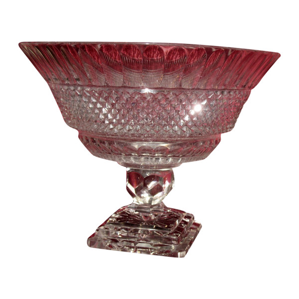 Grande coupe sur pied centre de table en cristal taillé de Baccarat époque fin 19ème