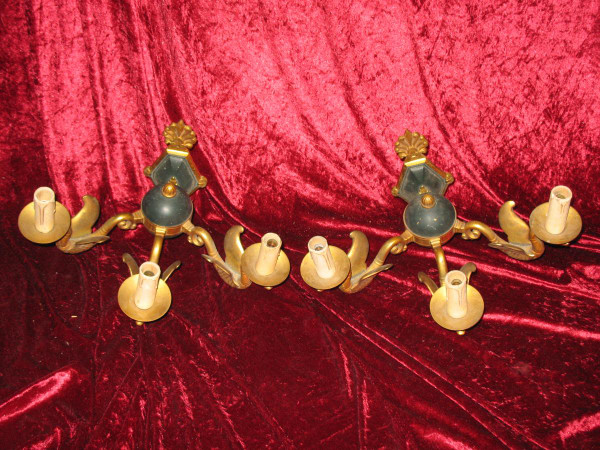 Pair of Empire-style bronze sconces