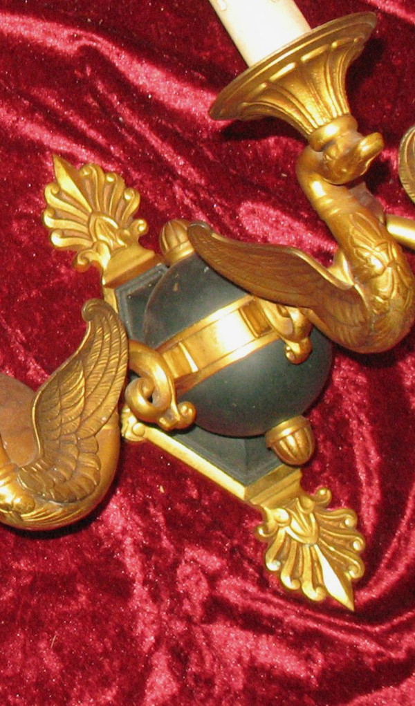 Pair of Empire-style bronze sconces