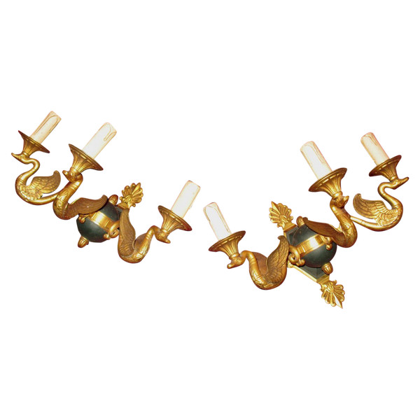 Pair of Empire-style bronze sconces