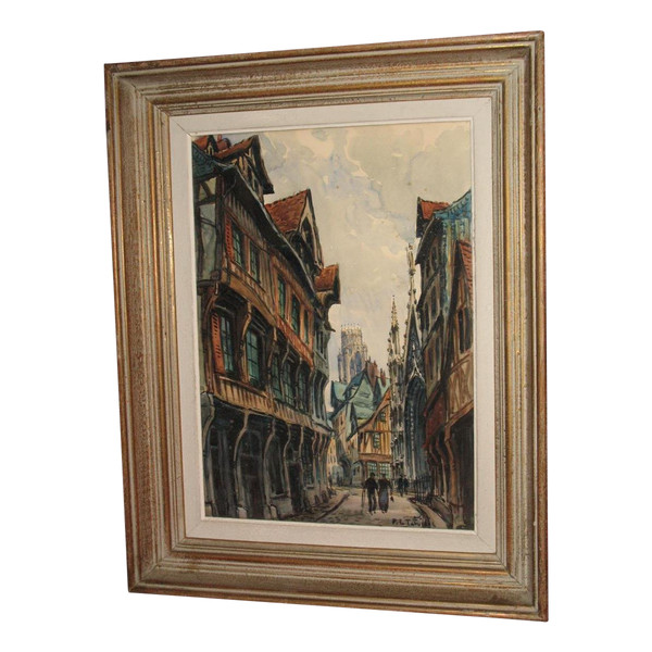 Pierre Le Trividic watercolor animated street of Rouen School of Rouen