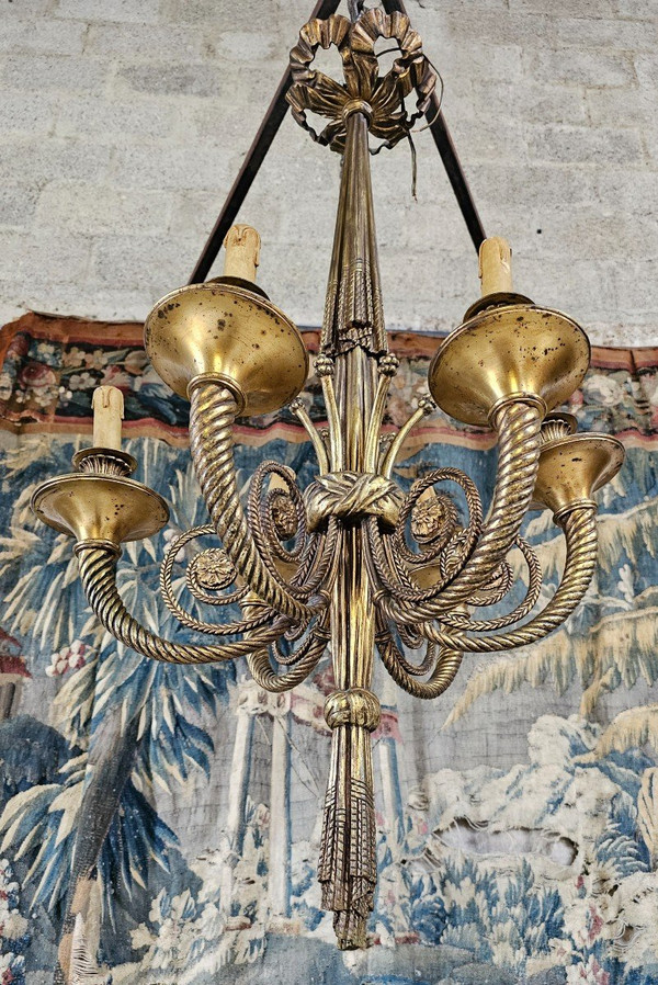 Lustre En Bronze De Style Louis XVI