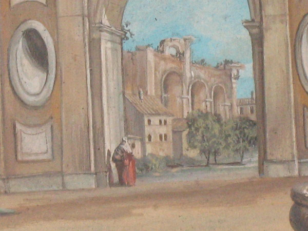 Gouache Italienische antike Stadt Epoche 18.