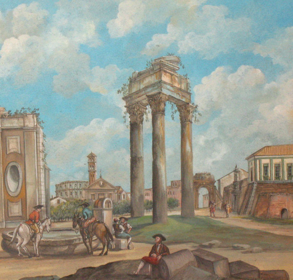 Gouache Italienische antike Stadt Epoche 18.