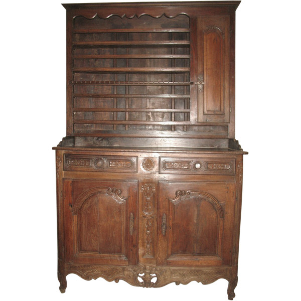 Buffet vaisselier 2 corps en chêne époque 18ème