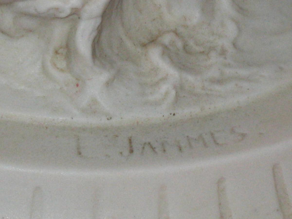 Large Supported Bisque Vase Signed E. Jammes 19th Time