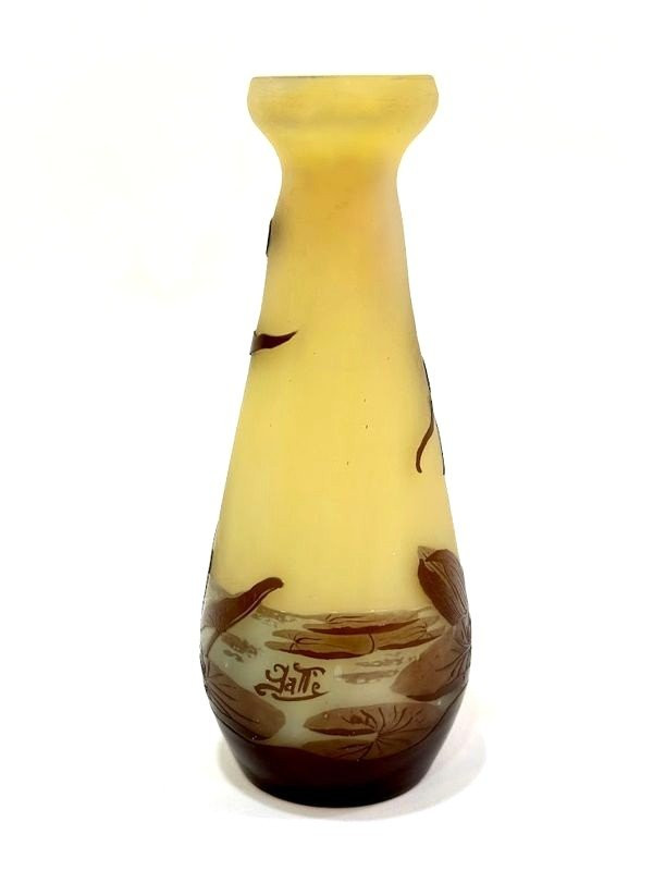 Vase Gallé Art Nouveau "aux Nénuphars Et Sagittaires"