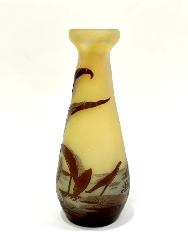 Vase Gallé Art Nouveau "aux Nénuphars Et Sagittaires"