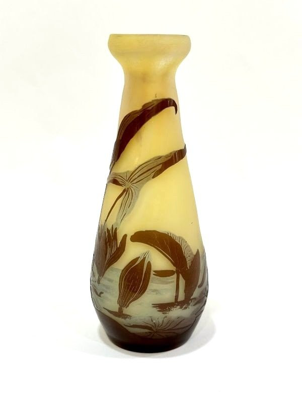 Vase Gallé Art Nouveau "aux Nénuphars Et Sagittaires"